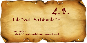 Lévai Valdemár névjegykártya